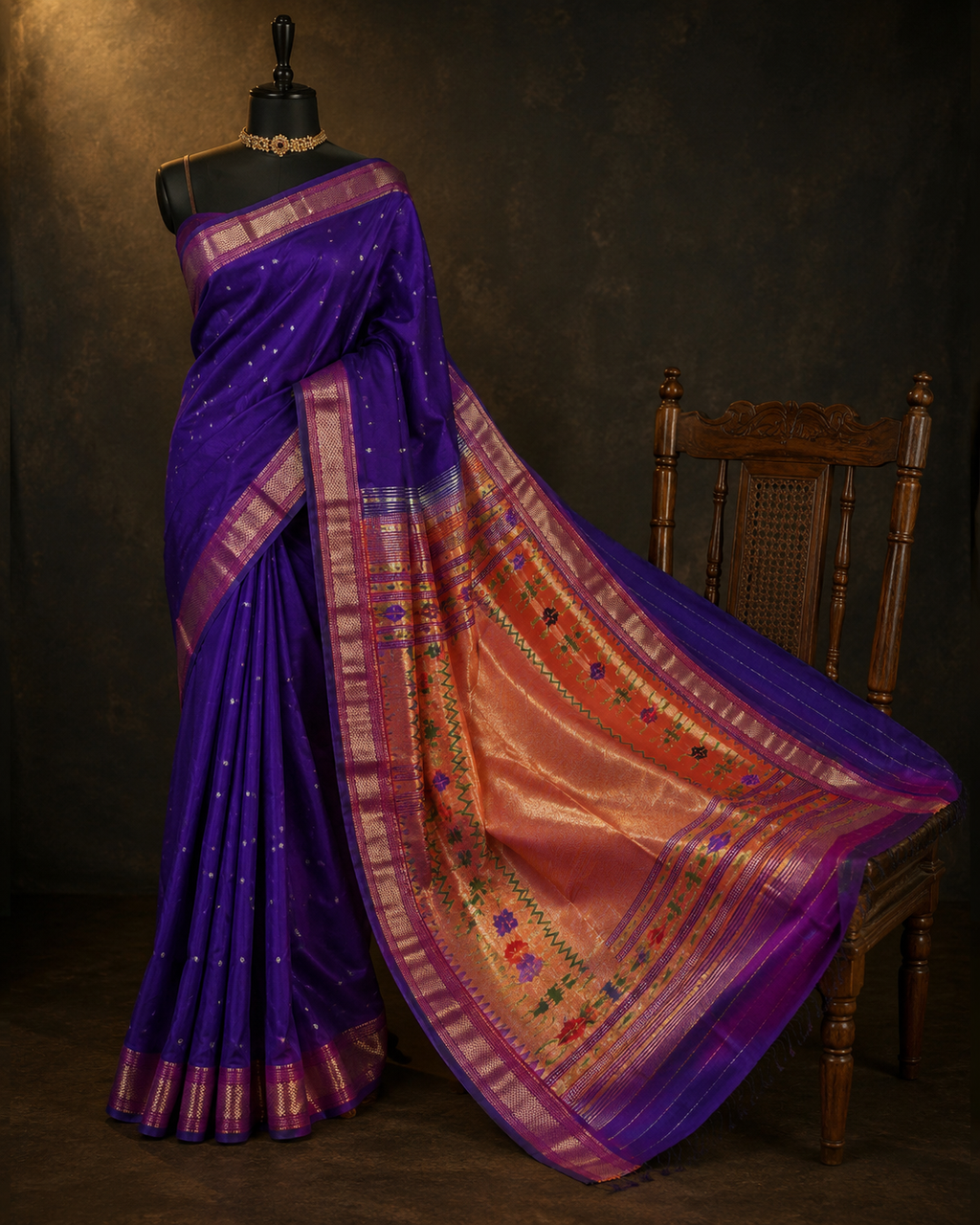 Traditional Yeola Paithani with Tawa Pallu