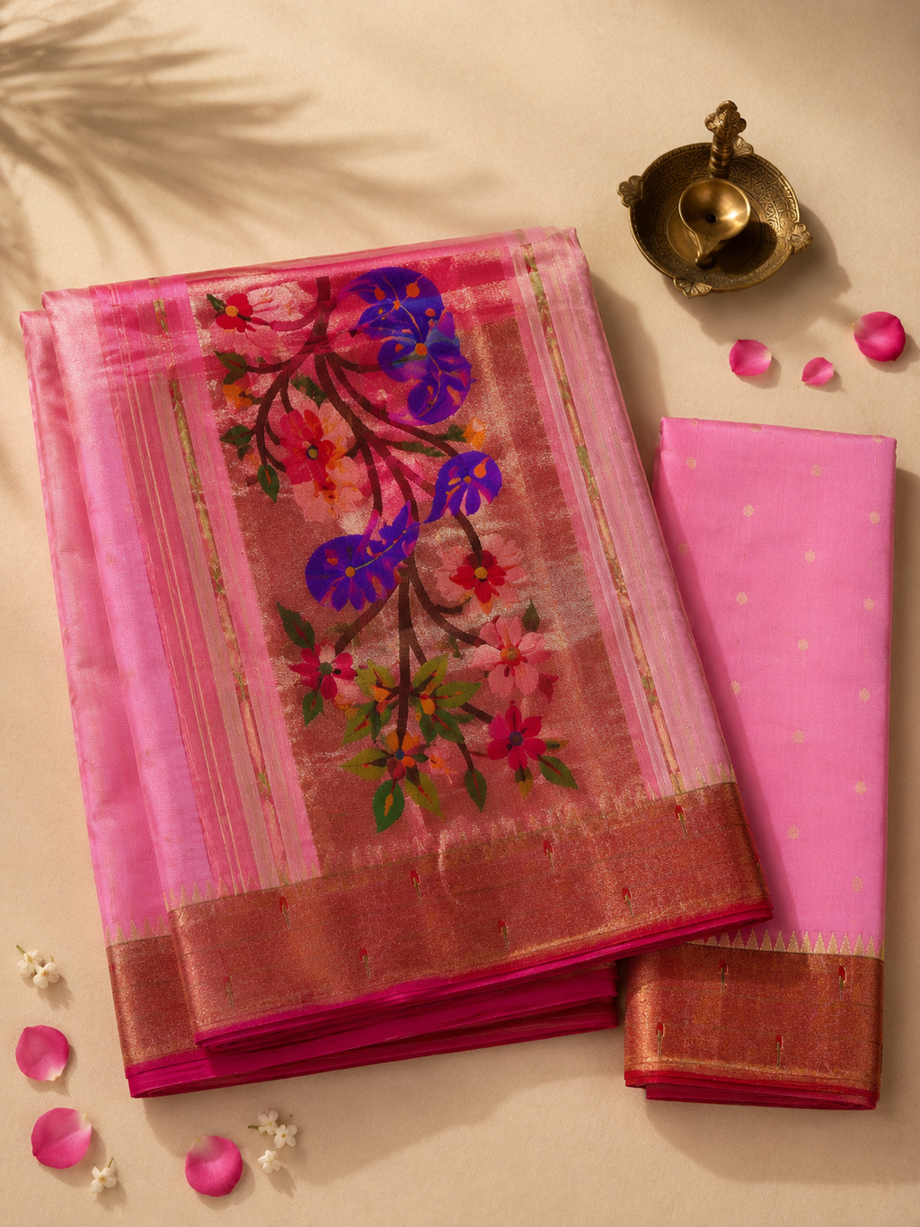 Triple Muniya Handloom Brocade Paithani