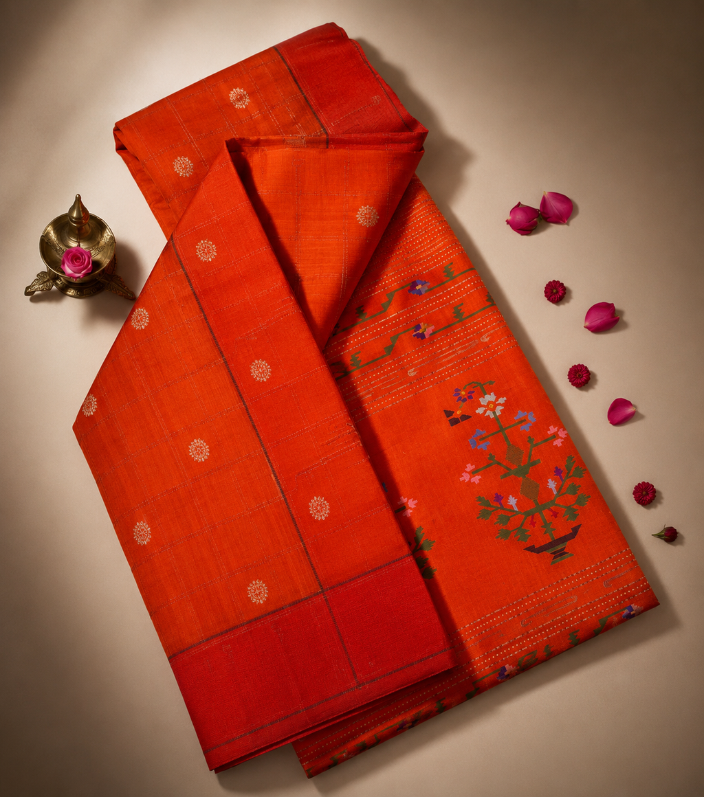Handloom Self Muniya Brocade Paithani