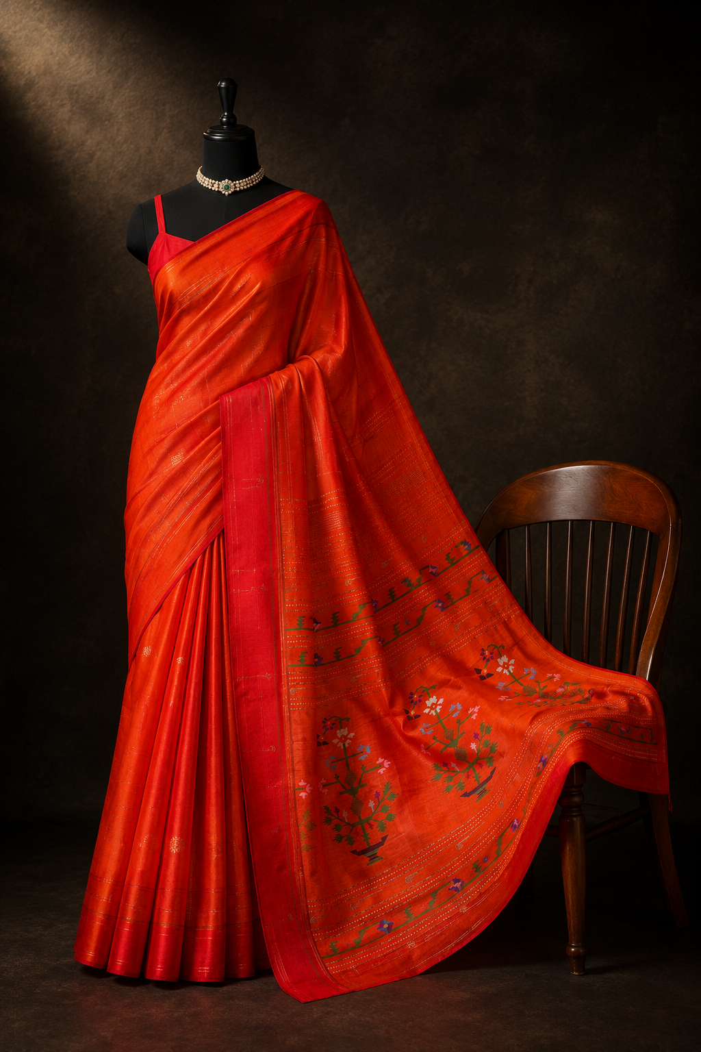 Handloom Self Muniya Brocade Paithani