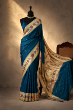Pure Silk Lotus Border with Side Muniya Paithani