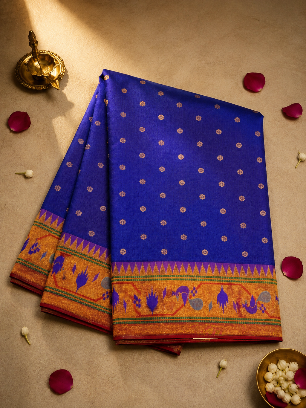 Silk Peacock Border Brocade Paithani