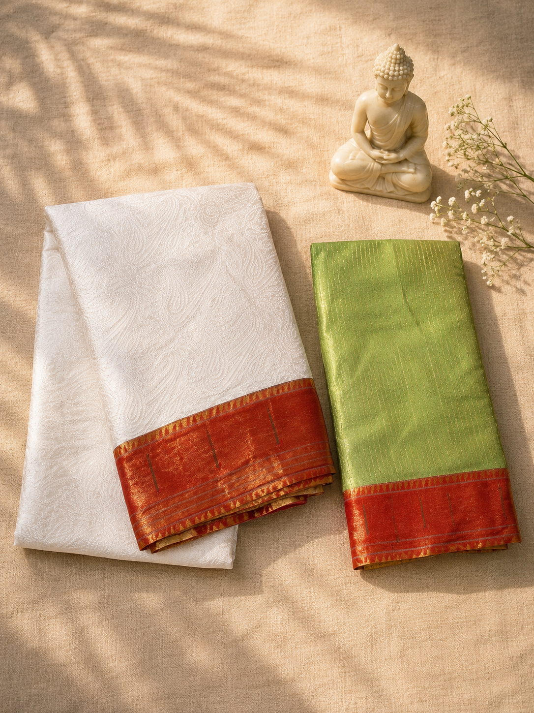 Muniya Border with Chikankari Work with Fancy Pallu