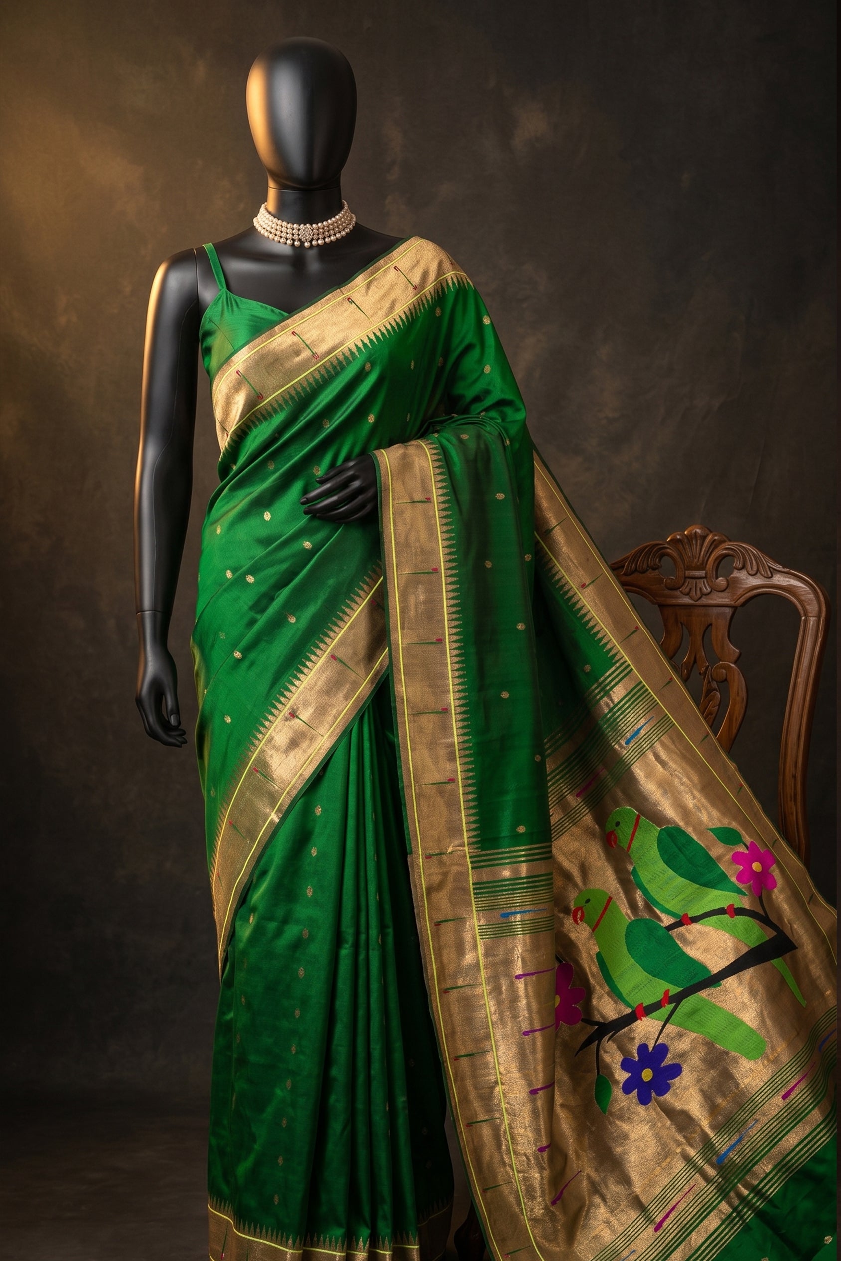 Single Muniya Brocade Handloom Paithani