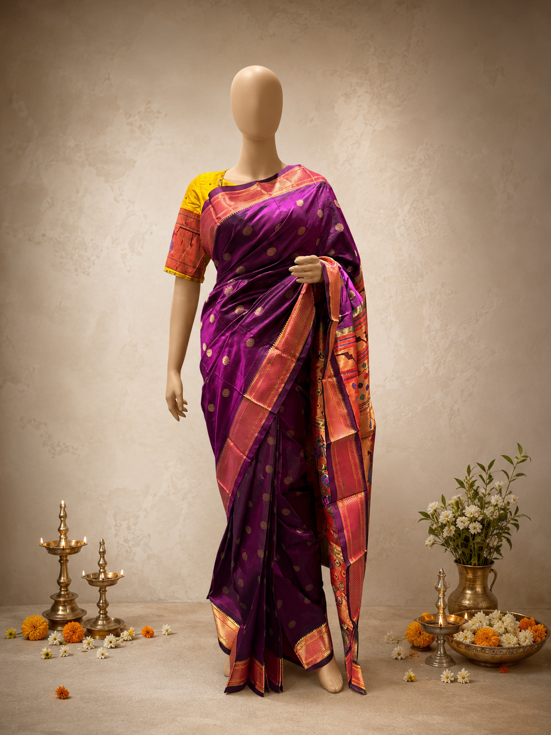 South Kalanjali all over Butti Silk Border