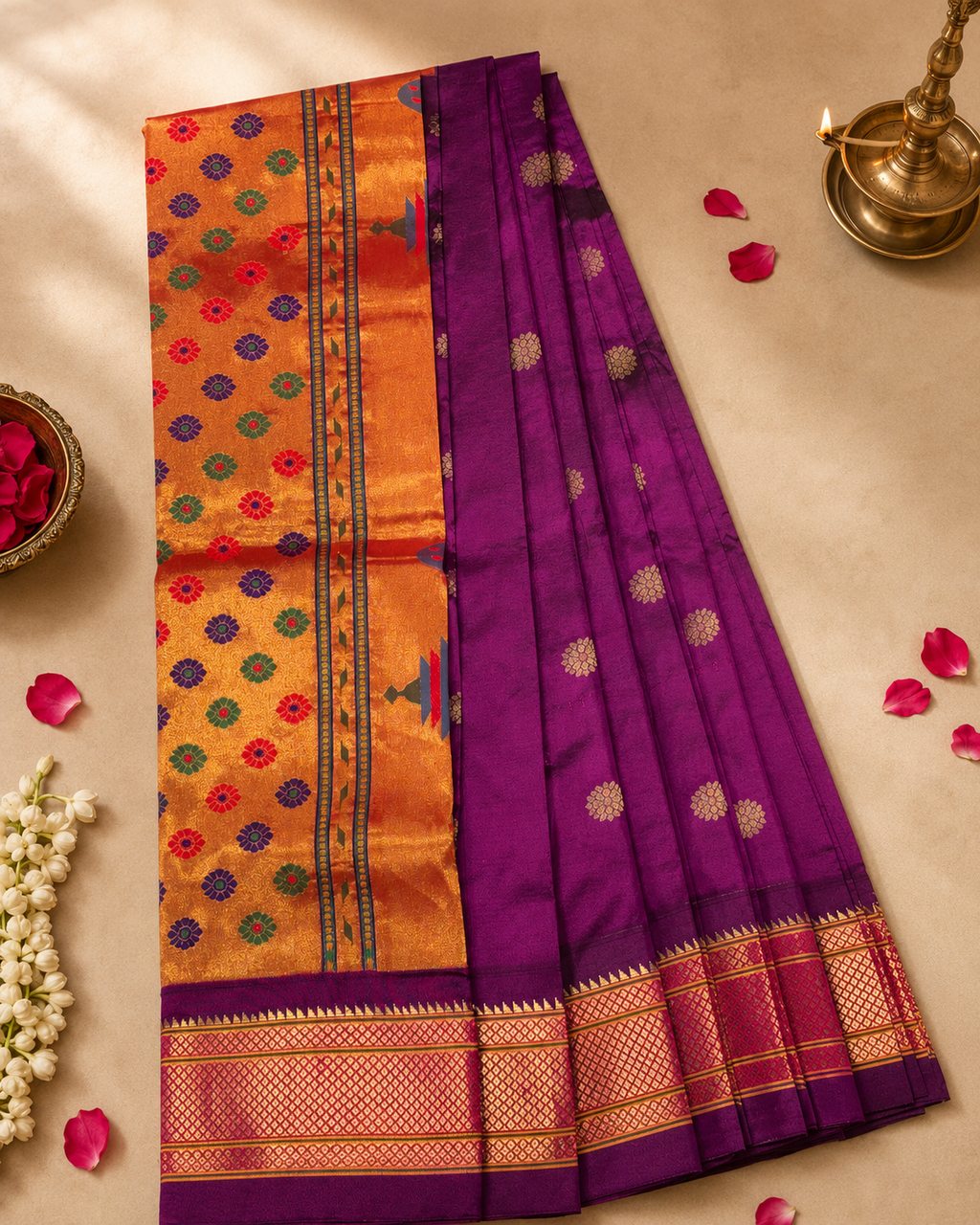 South Kalanjali all over Butti Silk Border