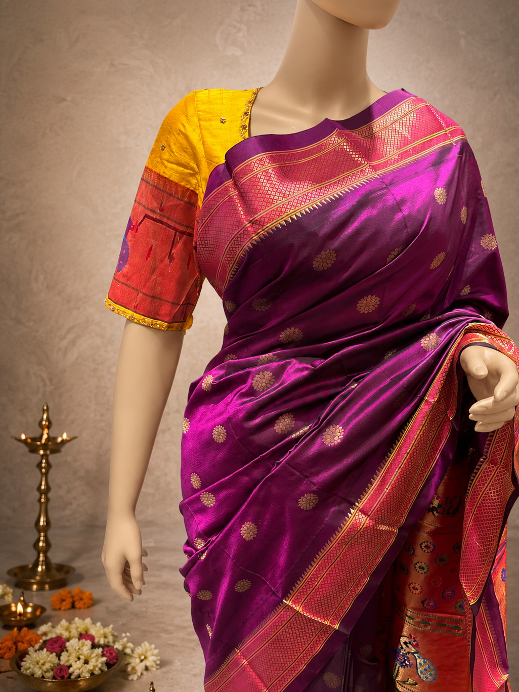 South Kalanjali all over Butti Silk Border